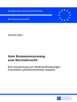 cover image of Vom Konzessionszwang zum Normativrecht